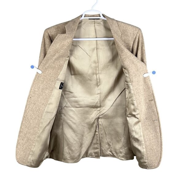 Peter England Men 46R Wool Blazer Suede Elbow Patches Button Detail Quiet Luxury - Picture 4 of 16